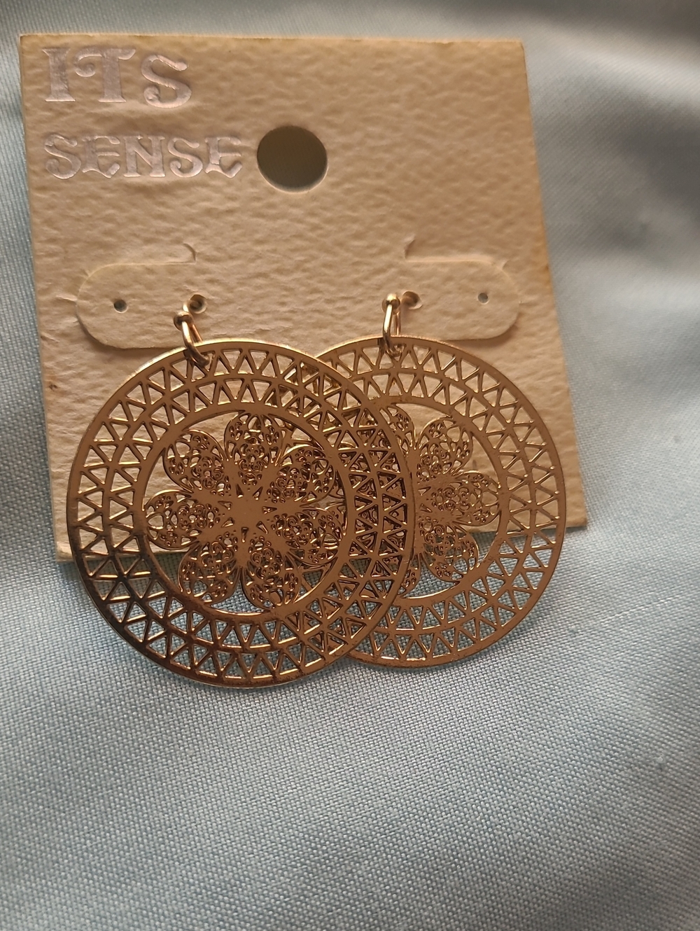 Rose Gold Filigree Circle Drop Earrings